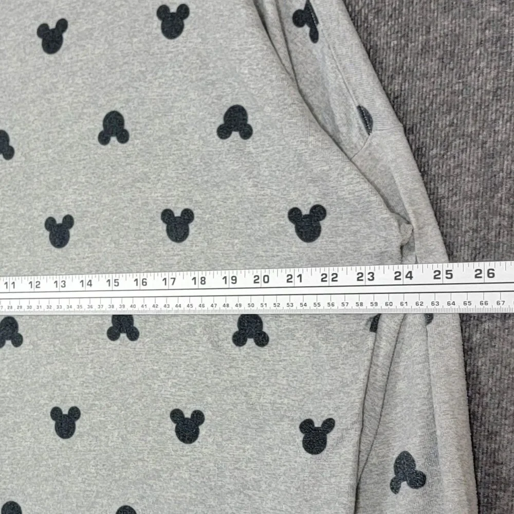 Disney Pajama Top Womens XL Gray Mickey Mouse All Over Print Lounge Sleepwear